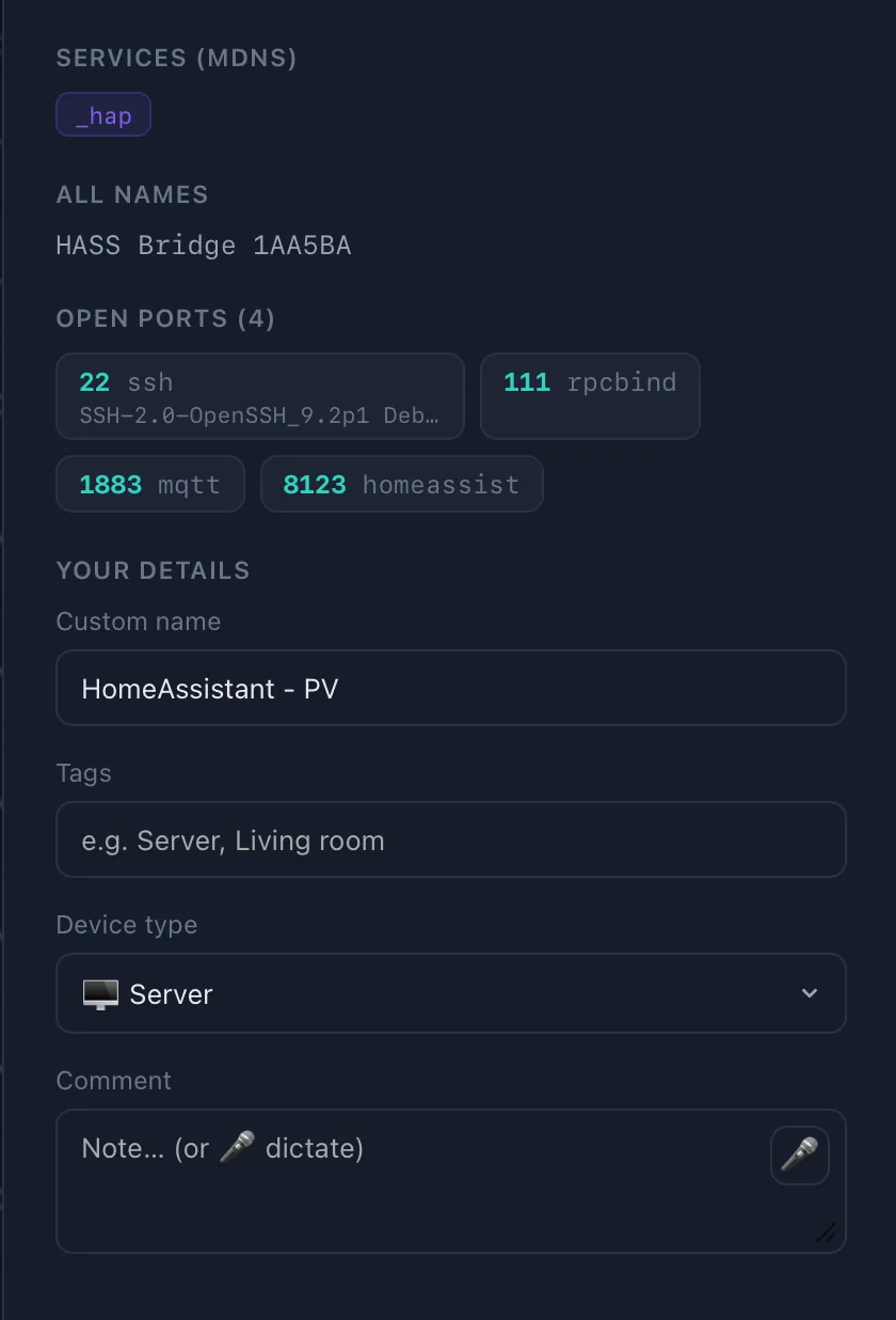 Open ports & services — DeviceShelf