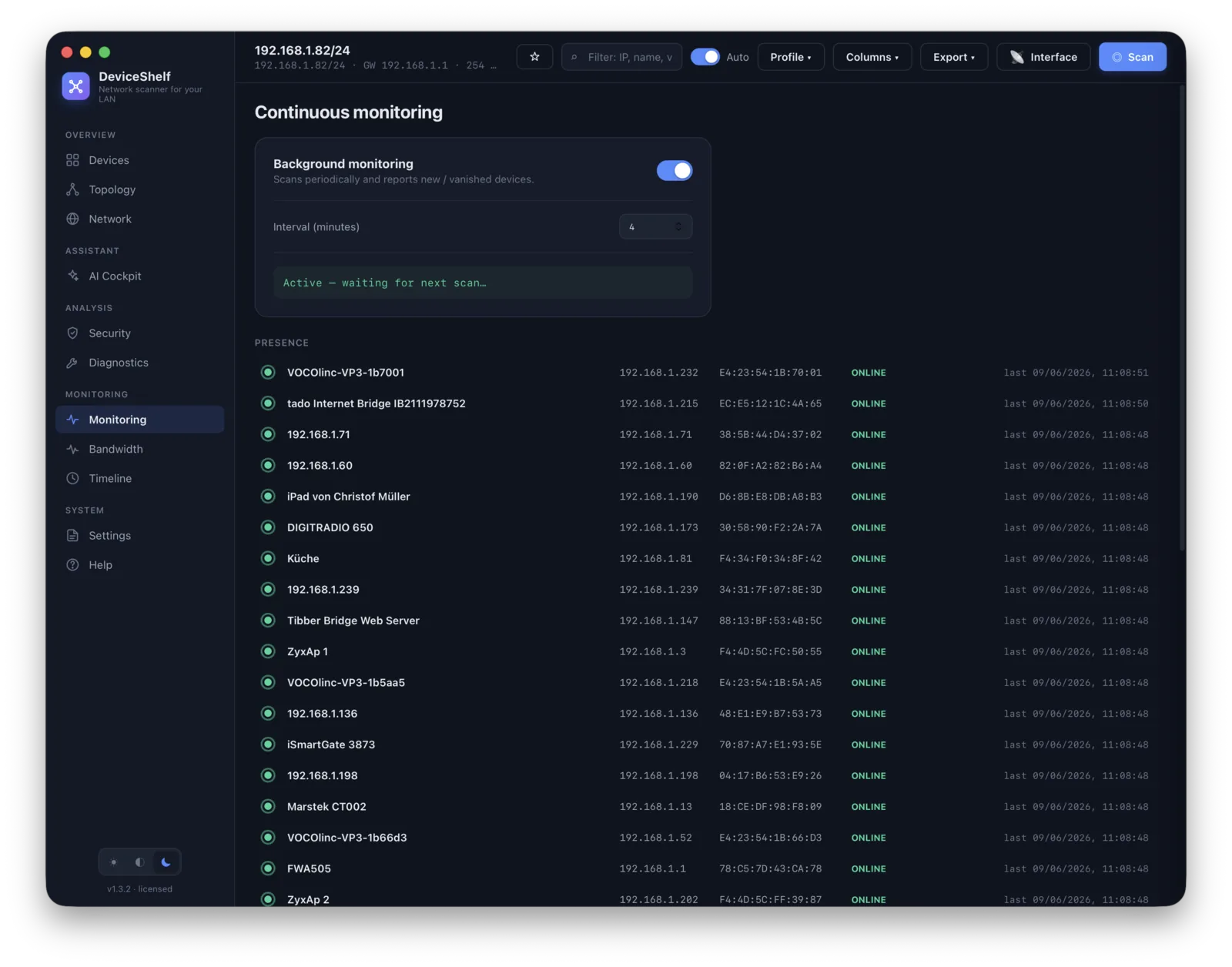 Continuous monitoring — DeviceShelf