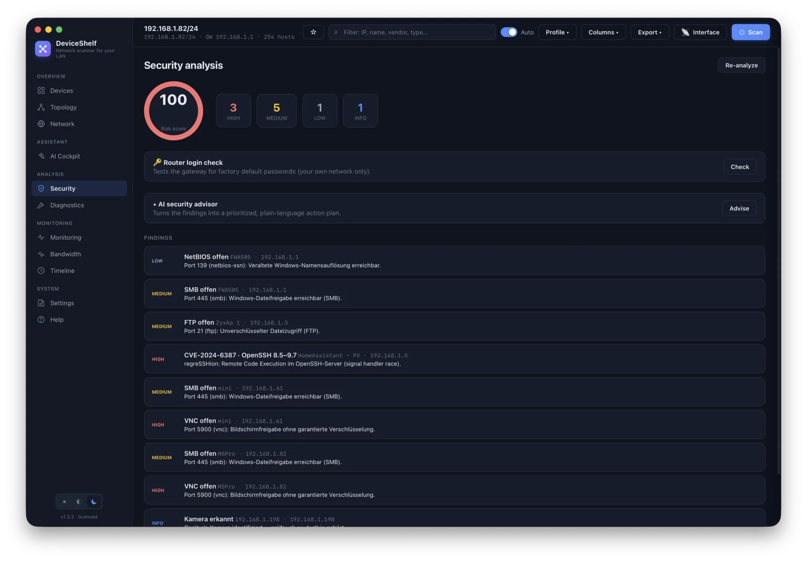 Security report — DeviceShelf