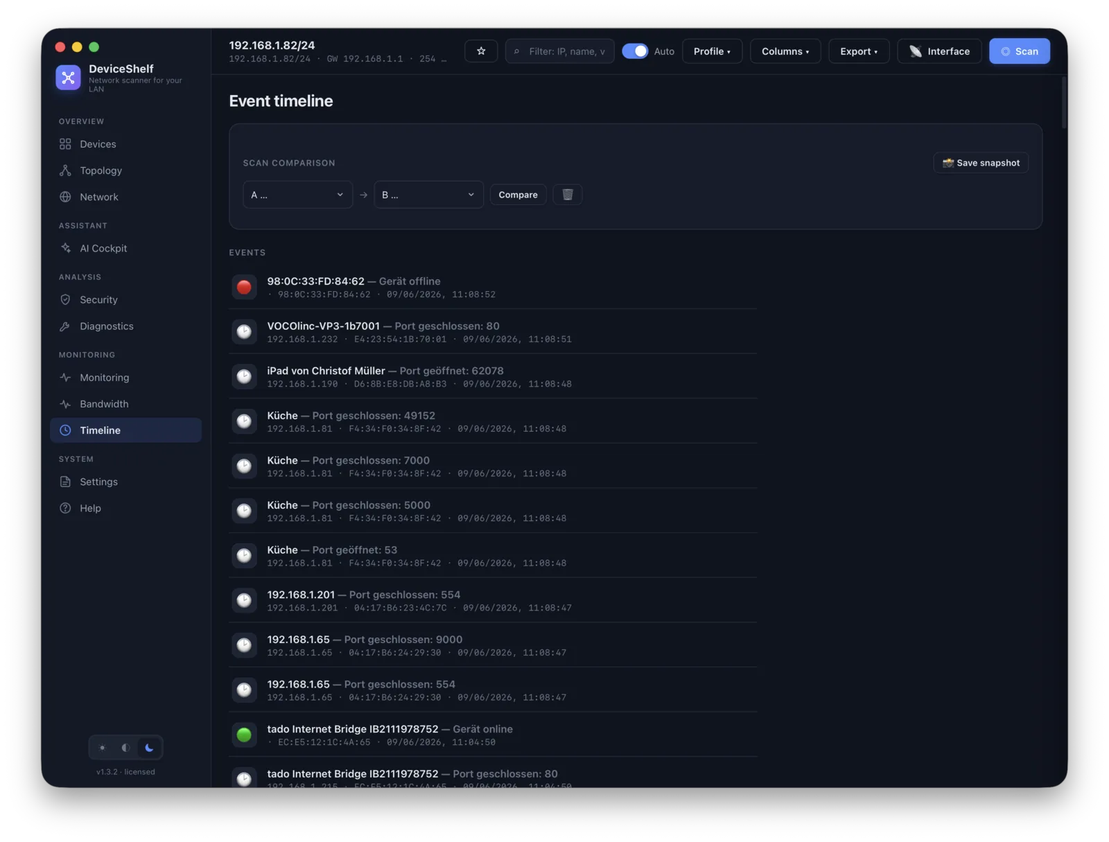 Event timeline — DeviceShelf